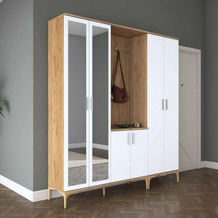 Hanah Home Soporte para el pasillo EA154 - 4498 Nogal y blanco Hanah Home Soporte para el pasillo EA154 - 4498 Nogal y blanco